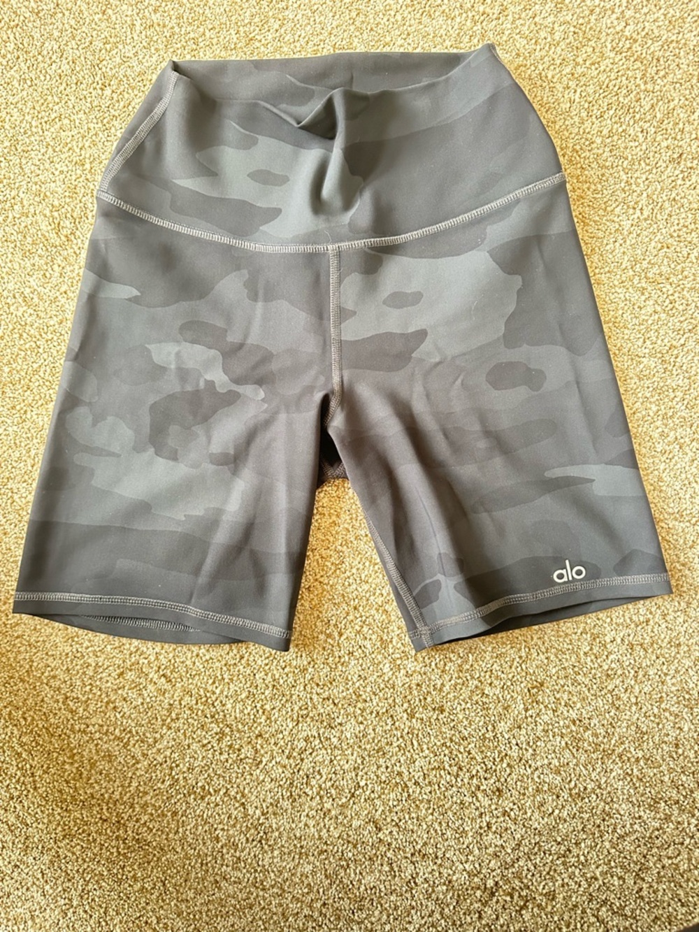ALO Yoga Gray Camo High-Waist Bike Shorts